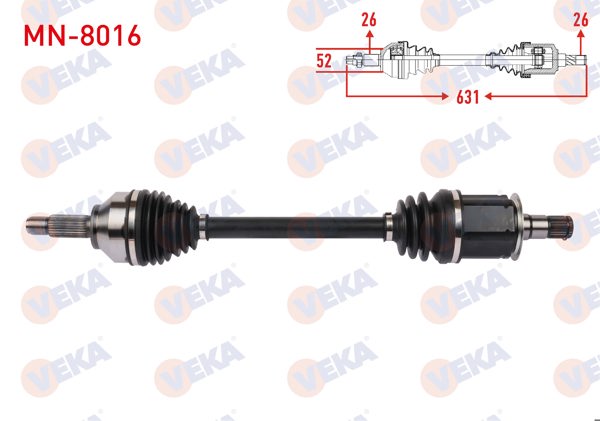 VEKA MN-8016 | Komple Aks Sol Ön Uzunluk 631mm Mini Cooper Countryman (R60) 2010-2016