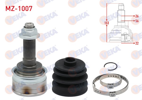 VEKA MZ-1007 | Aks Kafası Sol-Sağ On Dıs Mazda 323 IV (Bg) 1.5İ 26X22x56 Uzunluk 152mm 1989-1994