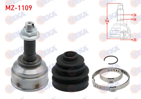VEKA MZ-1109 | Aks Kafası Sol-Sağ On Dıs 26X25x56 Uzunluk 154mm Mazda 626 1.6İ 1987-1992