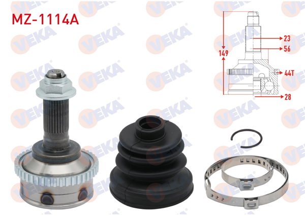 VEKA MZ-1114A | Aks Kafası Sol-Sağ On Dıs Mazda 626 V (Gf) 2.0İ 16V ABS'li 44 Dıs A-T / M-T 28X23x56 Uzunluk 149 mm 1997-2002