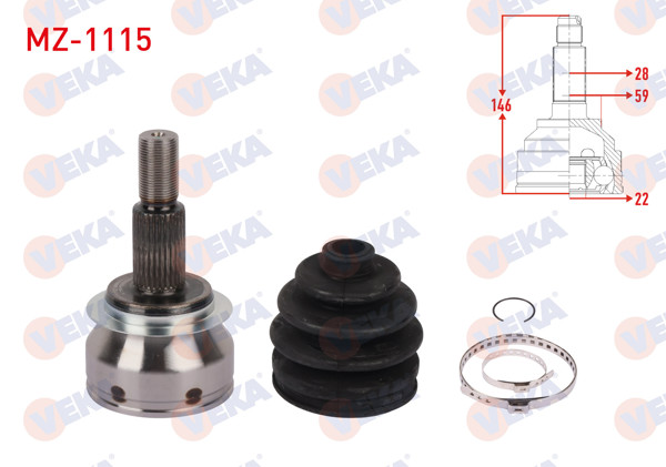 VEKA MZ-1115 | Aks Kafası Sol-Sağ On Dıs 28X22x59 Uzunluk 146mm Mazda 3 1.6 2013-2019