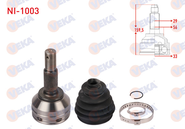VEKA NI-1003 | Aks Kafası Sol-Sağ On Dıs Uzunluk 159,5mm Nissan Qashqai (J10) 1.6İ A-T / M-T 2007-2014