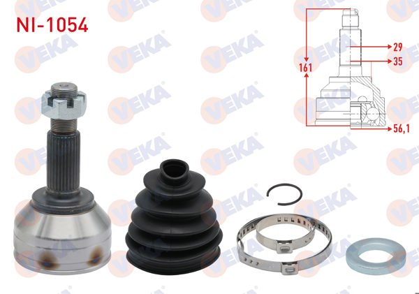VEKA NI-1054 | Aks Kafası Sol-Sağ On Dıs 29X35x56,1 Uzunluk 161mm Nissan Qashqai (J10)-Qashqai + 2 (J10) 1.5 DCI 2007-2014