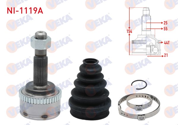 VEKA NI-1119A | Aks Kafası Sol-Sağ On Dıs Nissan Almera II (N16) 1.5İ 16V ABS'li 44 Dıs 25X21x55 Uzunluk 154mm 2000-2007