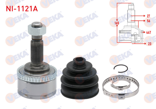 VEKA NI-1121A | Aks Kafası Sol-Sağ On Dıs Nissan Primera (P12) 1.6İ ABS'li 44 Dıs 27X23x56 Uzunluk 165 mm 2002 -