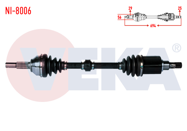 VEKA NI-8006 | Komple Aks Sol Ön Nissan Qashqai (J10) 1.6İ A-T Uzunluk 694mm 2007-2014