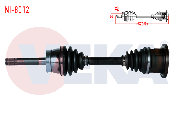 VEKA NI-8012 | Komple Aks Sol-Sağ On Nissan Pick Up (D22) 2.5 D 4X4 Uzunluk 570,5mm 1998 -