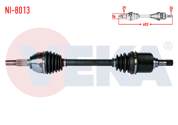 VEKA NI-8013 | Komple Aks Sol Ön Nissan Juke (F15) 1.5 DCI Uzunluk 693mm 2010 -