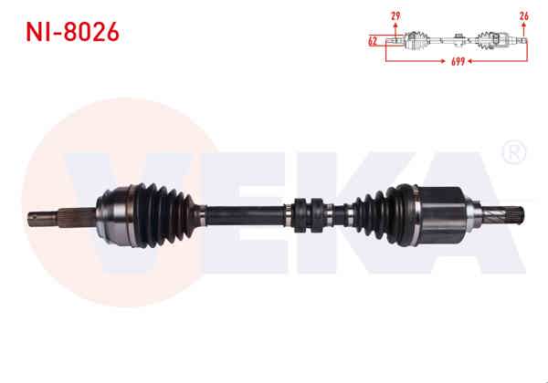 VEKA NI-8026 | Komple Aks Sol Ön Uzunluk 699mm Nissan Qashqai (J11) 1.2 Dıg-T-1.5 DCI M-T 6 Vites 2014-/ Renault Kadjar 1.2 TCE-1.5 DCI M-T 6 Vites 2015 -