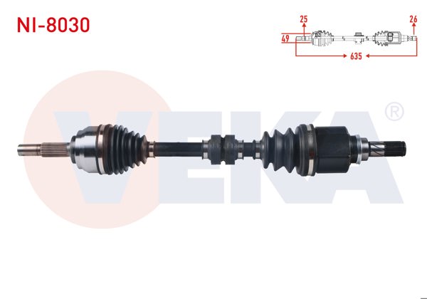 VEKA NI-8030 | Komple Aks Sol Ön Nissan Note (E12) 1.5 DCI M-T Uzunluk 635 mm 2013 -