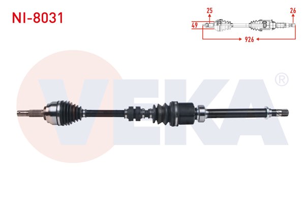 VEKA NI-8031 | Komple Aks Sağ On Nissan Note (E12) 1.5 DCI M-T Uzunluk 926 mm 2013 -