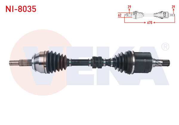 VEKA NI-8035 | Komple Aks Sol Ön Uzunluk 670mm Nissan Qashqai (J11) 1.6 DCI A-T 2014-/ Renault Kadjar 1.6 DCI A-T 2015 -
