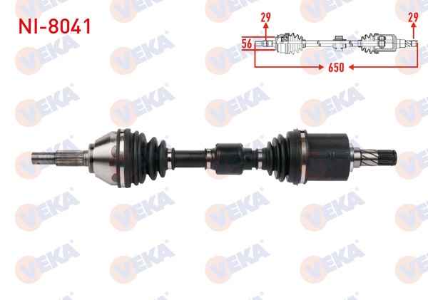 VEKA NI-8041 | Komple Aks Sol Ön Uzunluk 650mm Nissan Qashqai, Qashqai + 2 1.6 DCI 2011-2013