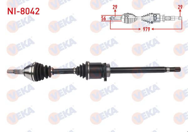 VEKA NI-8042 | Komple Aks Sağ On Uzunluk 979mm Nissan Qashqai, Qashqai + 2 1.6 DCI 2011-2013