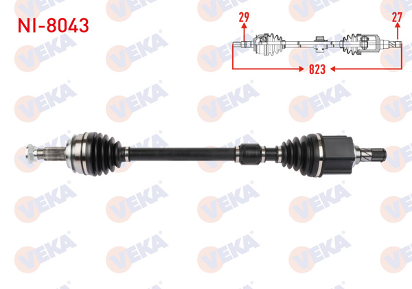 VEKA NI-8043 | Komple Aks Sol Ön Uzunluk 823mm Nissan Qashqai (J12) 1.5 E-Power 2021 -