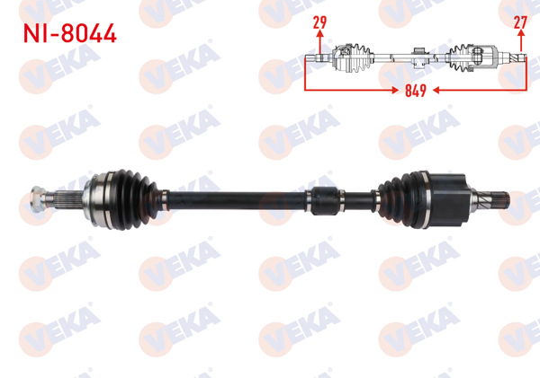 VEKA NI-8044 | Komple Aks Sağ On Uzunluk 849mm Nissan Qashqai (J12) 1.5 E-Power 2021 -