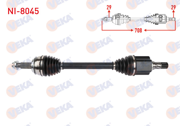 VEKA NI-8045 | Komple Aks Sol Ön Uzunluk 708mm Nissan Qashqai (J12) 1.3 Dıg-T 2021 -