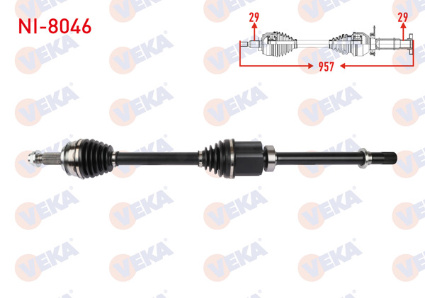 VEKA NI-8046 | Komple Aks Sağ On Uzunluk 957mm Nissan Qashqai (J12) 1.3 Dıg-T 2021 -