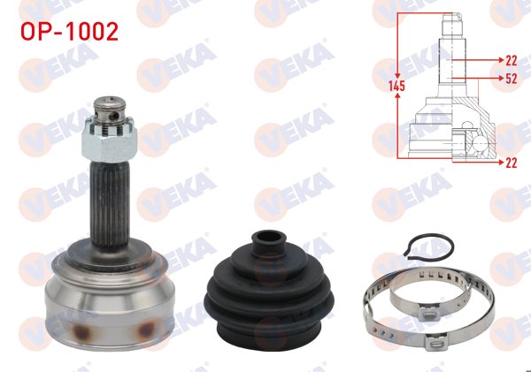 VEKA OP-1002 | Aks Kafası Sol-Sağ On Dıs Opel Ascona C 1.3 22X22x52 Uzunluk 145 mm 1981-1988