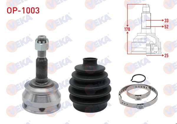 VEKA OP-1003 | Aks Kafası Sol-Sağ On Dıs Opel Vectra A 1.6 33X25x52 Uzunluk 169,9 mm 1988-1995