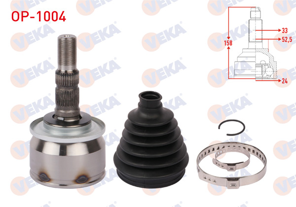 VEKA OP-1004 | Aks Kafası Sol-Sağ On Dıs Uzunluk 158mm Opel Astra K 1.4 Turbo, 1.6 CDTI M-T 2015 -