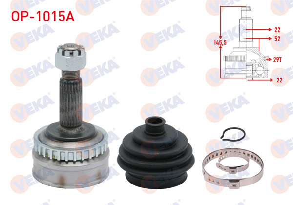 VEKA OP-1015A | Aks Kafası Sol-Sağ On Dıs Opel Vectra A 1.6 ABS'li 29 Dıs 22X22x52 Uzunluk 144,8 mm 1988-1995