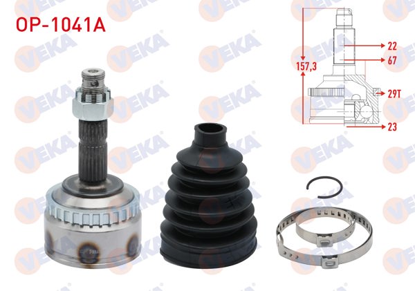 VEKA OP-1041A | Aks Kafası Sol-Sağ On Dıs Opel Corsa C 1.7 Dtı Kalın Freze ABS'li 29 Dıs 22X23x52 Uzunluk 158,6 mm 2000-2006