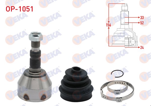 VEKA OP-1051 | Aks Kafası Sol-Sağ On Dıs Opel Astra H 1.3 CDTI 33X24x53 Uzunluk 157mm 2004-2010