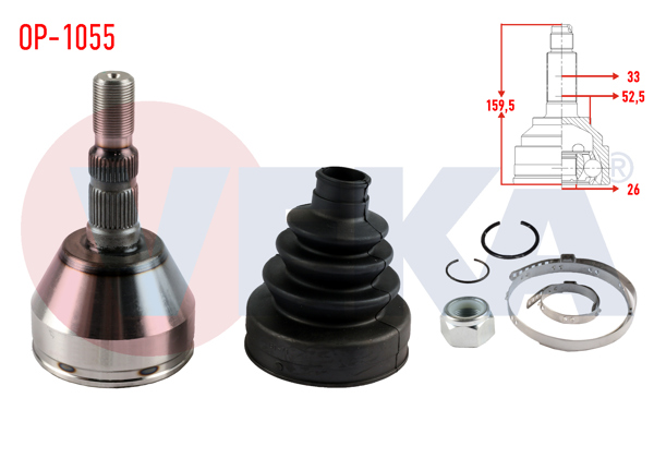 VEKA OP-1055 | Aks Kafası Sol-Sağ On Dıs Opel Astra H 1.9 CDTI 33X26x52,5 Uzunluk 159,5 mm 2004-2010