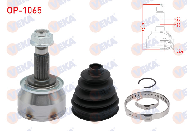 VEKA OP-1065 | Aks Kafası Sol-Sağ On Dıs 25X23x52,4 Uzunluk 153mm Opel Mokka 1.4-1.6 CDTI 2012-/ Chevrolet Trax 1.4 2012-2014