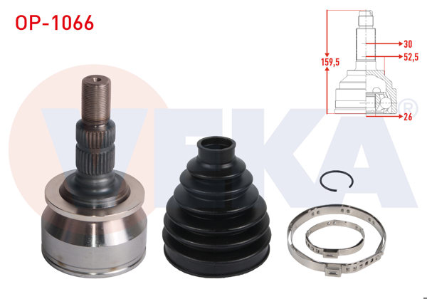 VEKA OP-1066 | Aks Kafası Sol-Sağ On Dıs 30X26x52,5 Uzunluk 159,5mm Opel Astra J 1.6 T-1.6 CDTI 2009-2016 / Insignia A 1.4 T-1.6 T-1.6 CDTI-2.0 CDTI 2008-2017