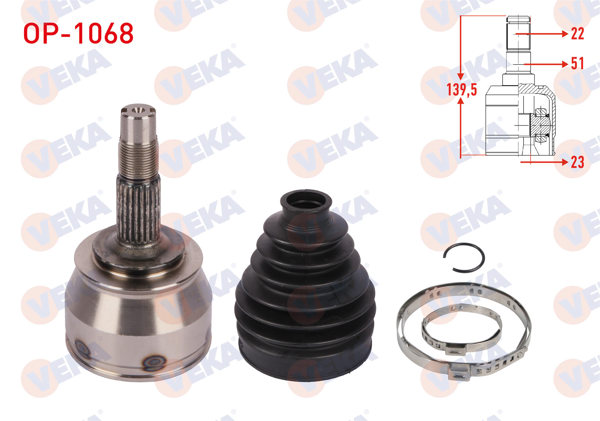 VEKA OP-1068 | Aks Kafası Sol-Sağ On Dıs 22X23x51 Uzunluk 139,5mm Opel Corsa E 1.4 2014 -