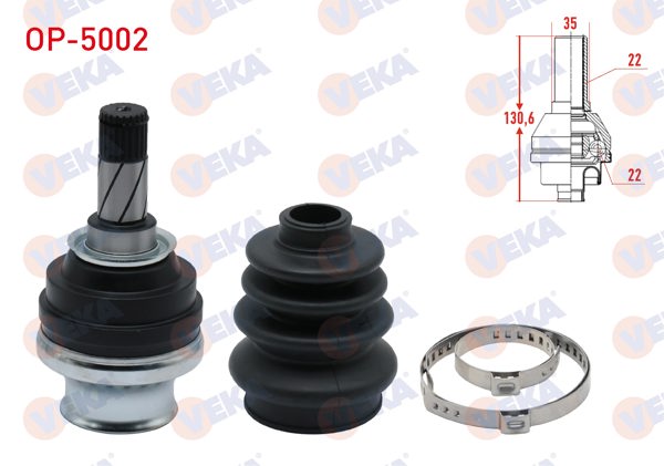 VEKA OP-5002 | Aks Kafası Sol-Sağ On Ic Opel Vectra A 1.4 22X22x35 Uzunluk 130,6 mm 1988-1995