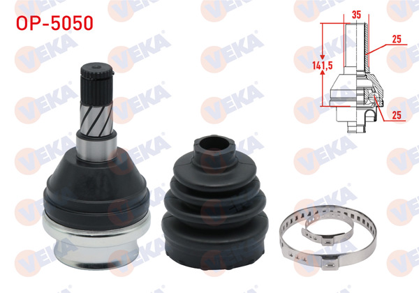 VEKA OP-5050 | Aks Kafası Sol Ön Ic Opel Astra H 1.3 CDTI 25X25x35 Uzunluk 141,5 mm 2004-2010