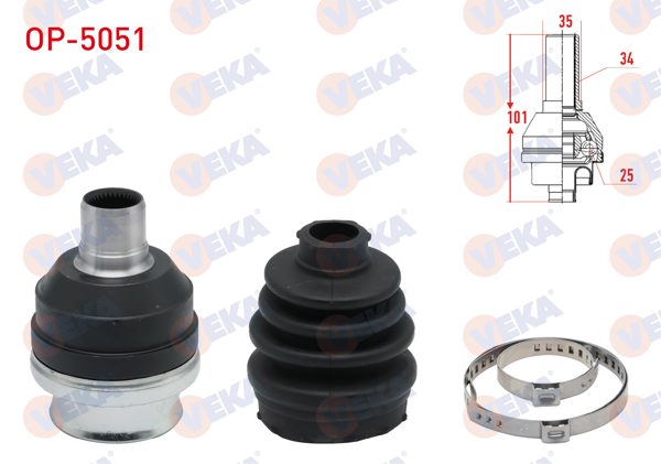 VEKA OP-5051 | Aks Kafası Sağ On Ic Opel Astra H 1.3 CDTI 34X25x35 Uzunluk 101 mm 2004-2010