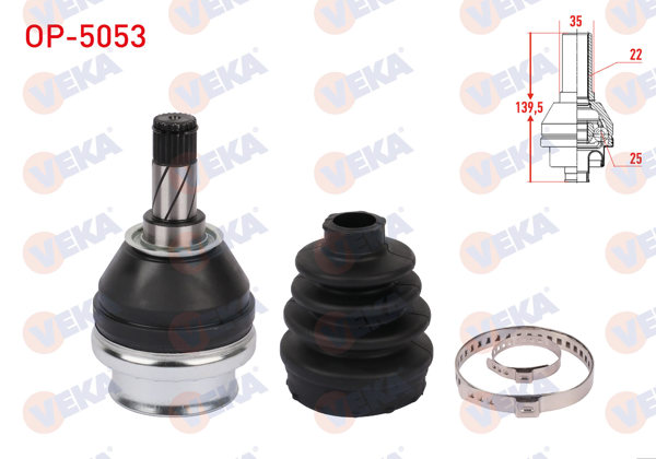 VEKA OP-5053 | Aks Kafası Sol-Sağ On Ic Opel Vectra C 1.6 16V 22X25x35 Uzunluk 139,5 mm 2002-2008