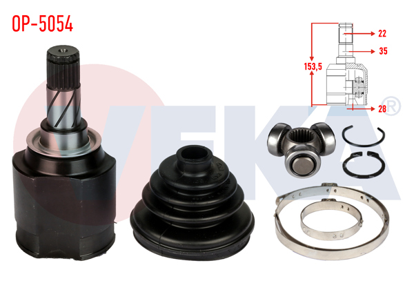 VEKA OP-5054 | Aks Kafası Sol-Sağ On Ic Opel Vectra C 2.0 Dtı M-T 22X28x35 Uzunluk 153,5 mm 2002-2008