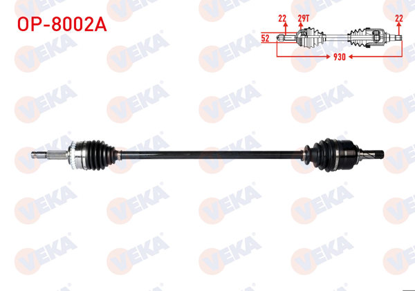 VEKA OP-8002A | Komple Aks Sağ On ABS'li 29 Dıs Uzunluk 930mm Opel Corsa C 1.3 CDTI, 1.2 2000-2006