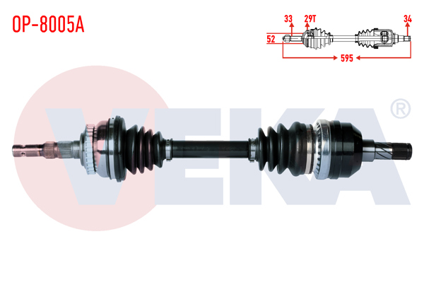 VEKA OP-8005A | Komple Aks Sol Ön Opel Vectra B 2.0İ ABS'li 29 Dıs Uzunluk 595mm 1995-2003