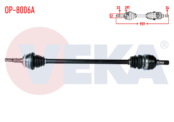 VEKA OP-8006A | Komple Aks Sağ On Opel Vectra B 2.0İ ABS'li 29 Dıs Uzunluk 959mm 1995-2003