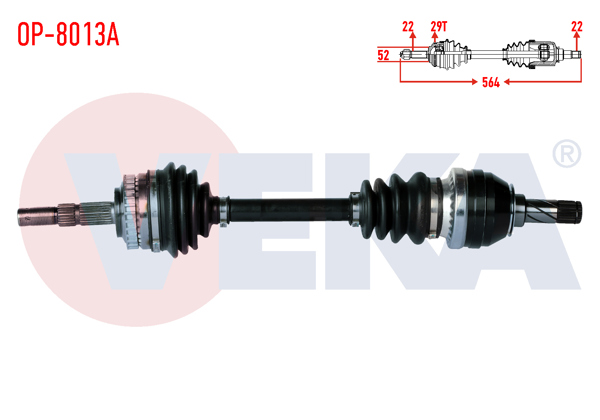VEKA OP-8013A | Komple Aks Sol Ön Opel Corsa B 1.6İ 16V ABS li 29 Dıs Uzunluk 564mm 1993-2000