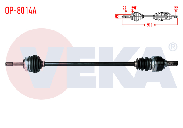 VEKA OP-8014A | Komple Aks Sağ On Opel Corsa B 1.6İ 16V ABS'li 29 Dıs Uzunluk 911mm 1993-2000