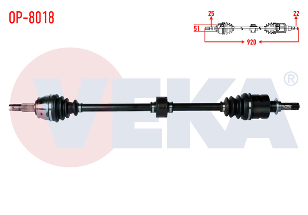 VEKA OP-8018 | Komple Aks Sağ On Uzunluk 920mm Opel Corsa D 1.3 CDTI (Dtj) 2006-2014 / Chevrolet Aveo 1.4 2011 -