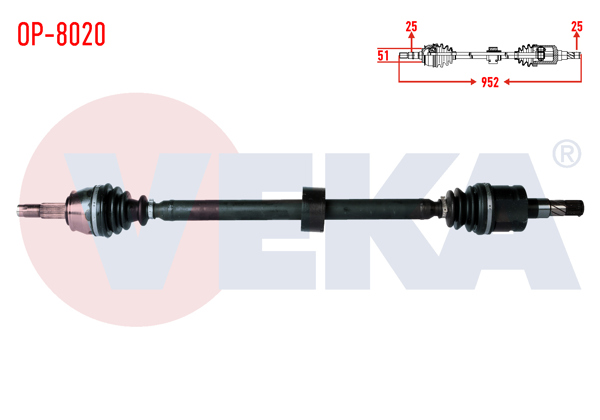 VEKA OP-8020 | Komple Aks Sağ On Opel Corsa D 1.3 CDTI (Dth) Uzunluk 952mm2006-2014