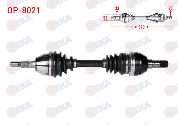 VEKA OP-8021 | Komple Aks Sol Ön Opel Astra H 1.3 CDTI Uzunluk 573mm 2004-2010