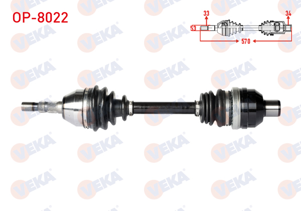 VEKA OP-8022 | Komple Aks Sağ On Opel Astra H 1.3 CDTI Uzunluk 570mm 2004-2010