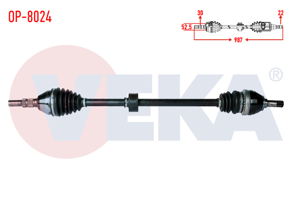 VEKA OP-8024 | Komple Aks Sağ On Opel Vectra C 1.6 16V Uzunluk 987mm 2002-2008