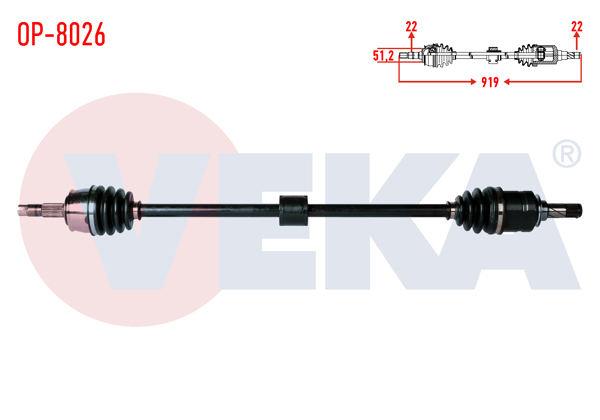 VEKA OP-8026 | Komple Aks Sağ On Opel Corsa D 1.2 M-T Uzunluk 919mm 2006-2014