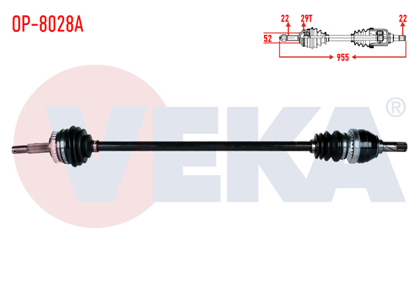 VEKA OP-8028A | Komple Aks Sağ On Opel Vectra B 1.6İ Abslı 29 Dıs Uzunluk 955mm 1995-2003