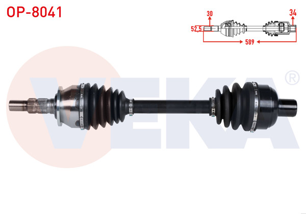 VEKA OP-8041 | Komple Aks Sağ On Uzunluk 589mm Opel Astra J 1.6 Turbo (A16let) M-T 2009-2016 / Insignia A (G09) 1.6 CDTI A / T 2013-2017